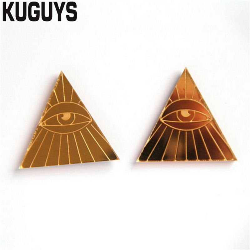 Trendy Jewelry Acrylic Gold Mirror Large Earrings for Womens Pendientes Triangle Eyes Stud Earring Oorbellen Brincos
