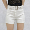 Heavy Industry Hot Diamond High Waist Shorts Womens New Network Red Versatile Diamond Belt Wide Leg Pants Black Shorts Fashion
