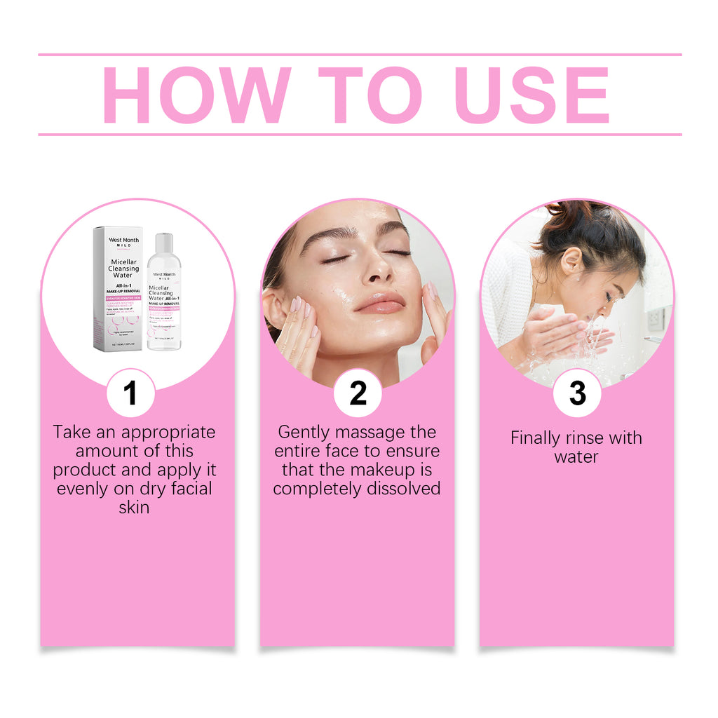 West&Month Gentle Makeup Remover, Facial Makeup Dissolves Soft Cleansing Gentle Cleansing, Clean And Non-Irritating