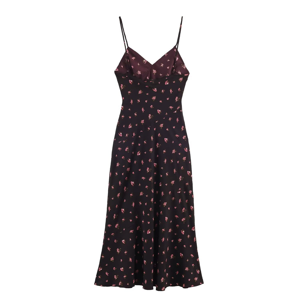 Flower print lingerie style MIDI dress