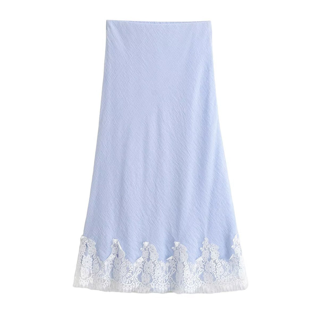 Lace lingerie style top+lace skirt set