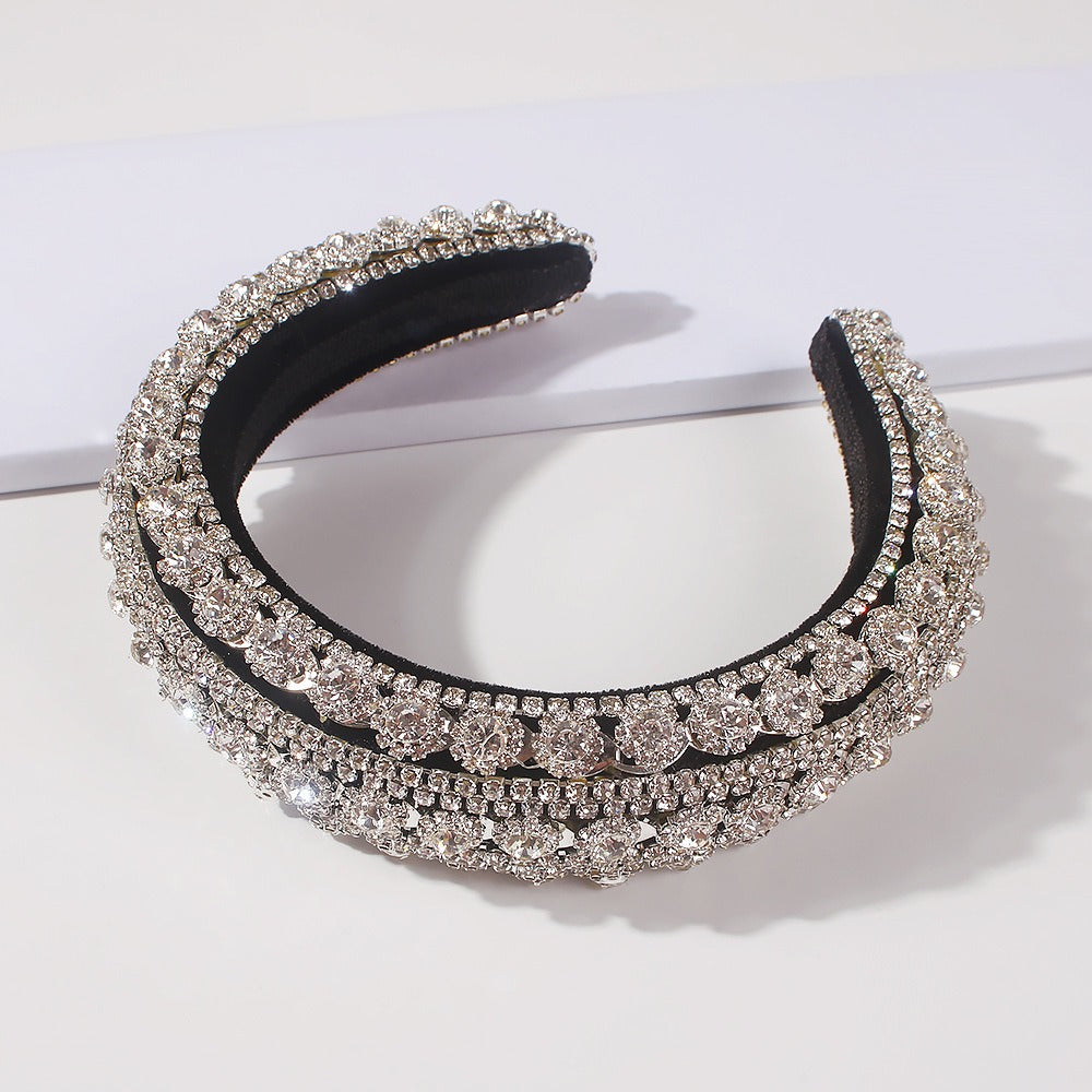 Full Crystal Luxury Rhinestones Headbands For Womens Headdress Sparkly Padded Diamond Jeweled Headband Hair Bands Party