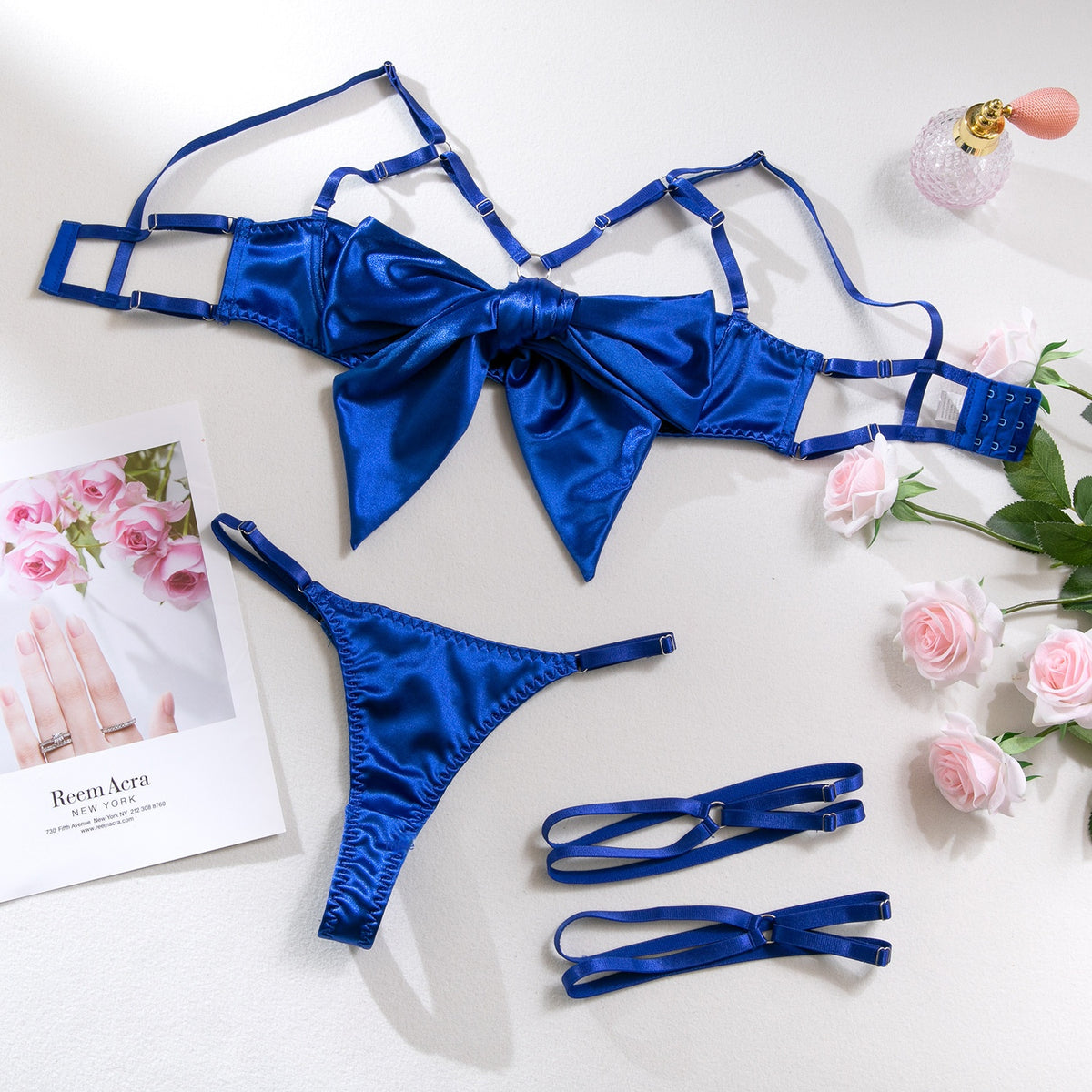 Sexy Lingerie Set with Steel Ring Hollow Design and Thigh Rings