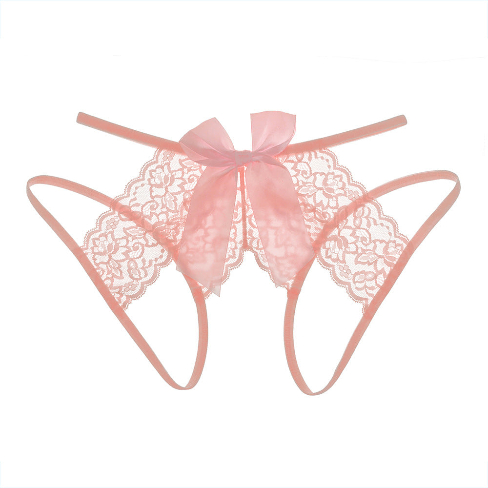 Sexy lingerie uniform lace tear open pants no take off set