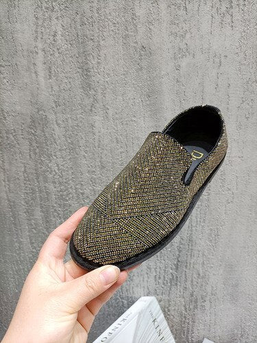 Womens Crystal Loafers Flats Slip on Rhinestones Casual Moccasins Driving Flats Slip On Gold Sliver Shoes