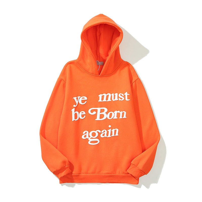 European and American Trendy Brand With The Same Letter Foam Printing Men and Womens Plush Pullover Hoodie