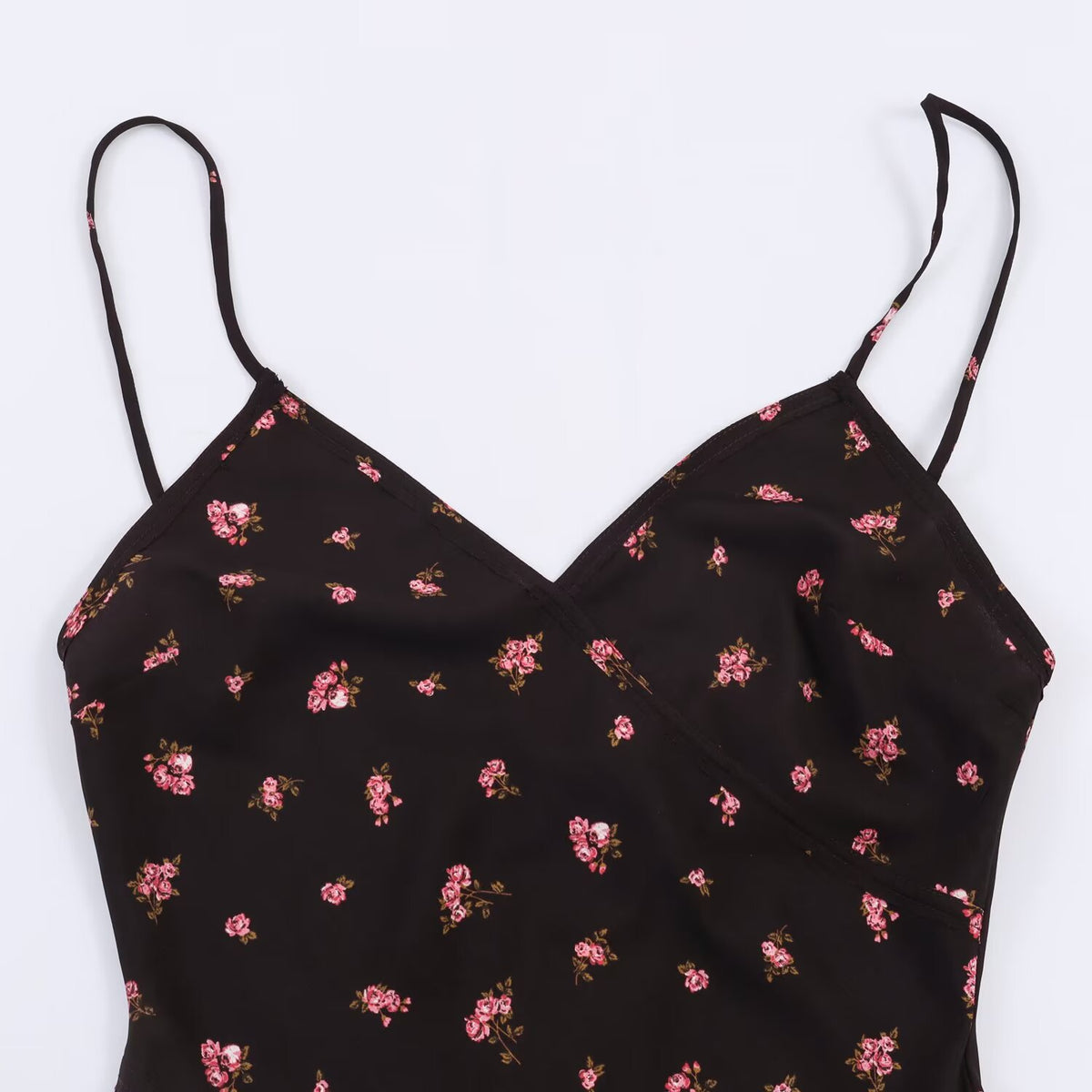 Flower print lingerie style MIDI dress