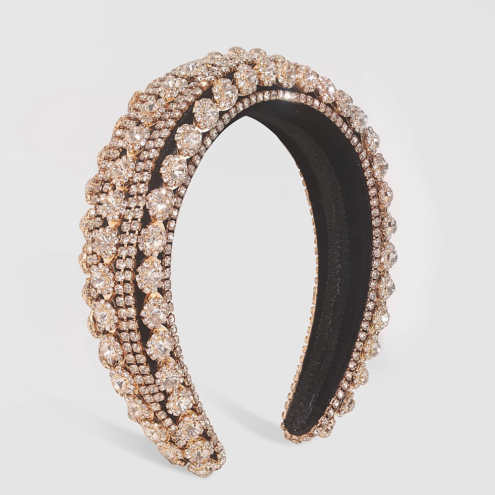 Full Crystal Luxury Rhinestones Headbands For Womens Headdress Sparkly Padded Diamond Jeweled Headband Hair Bands Party