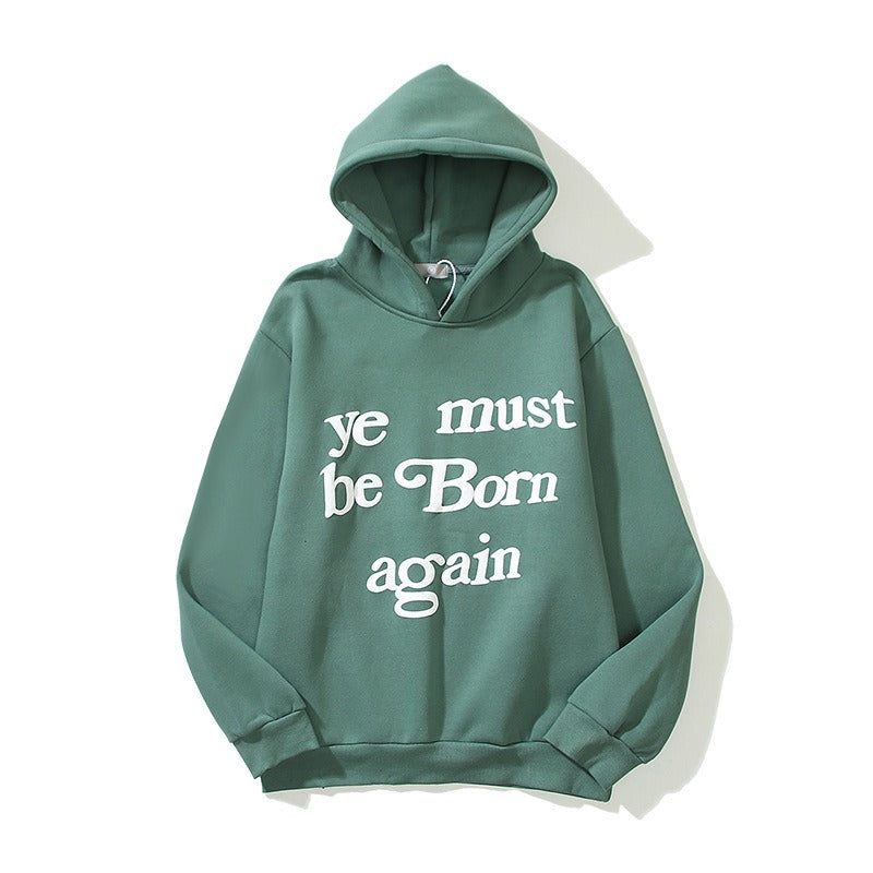 European and American Trendy Brand With The Same Letter Foam Printing Men and Womens Plush Pullover Hoodie