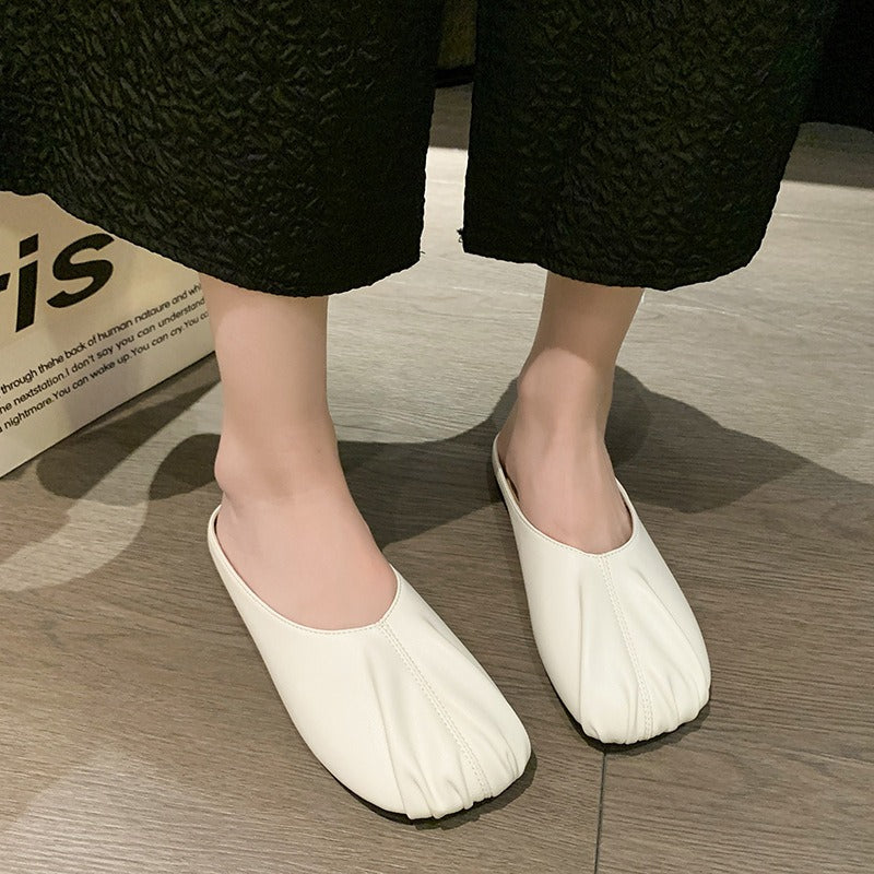 Flat Bottomed Minimalist Wrapped Half Slippers, Womens Shoes, Summer One Foot, Half Supported Single Shoes