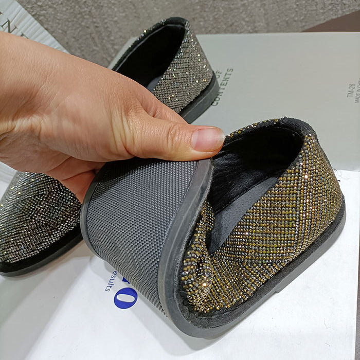 Womens Crystal Loafers Flats Slip on Rhinestones Casual Moccasins Driving Flats Slip On Gold Sliver Shoes