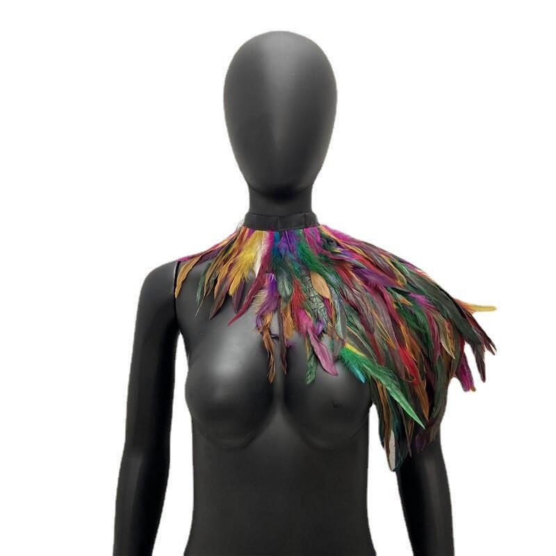 Feather shawl fake collar stage runway makeup dance Halloween costume accessories
