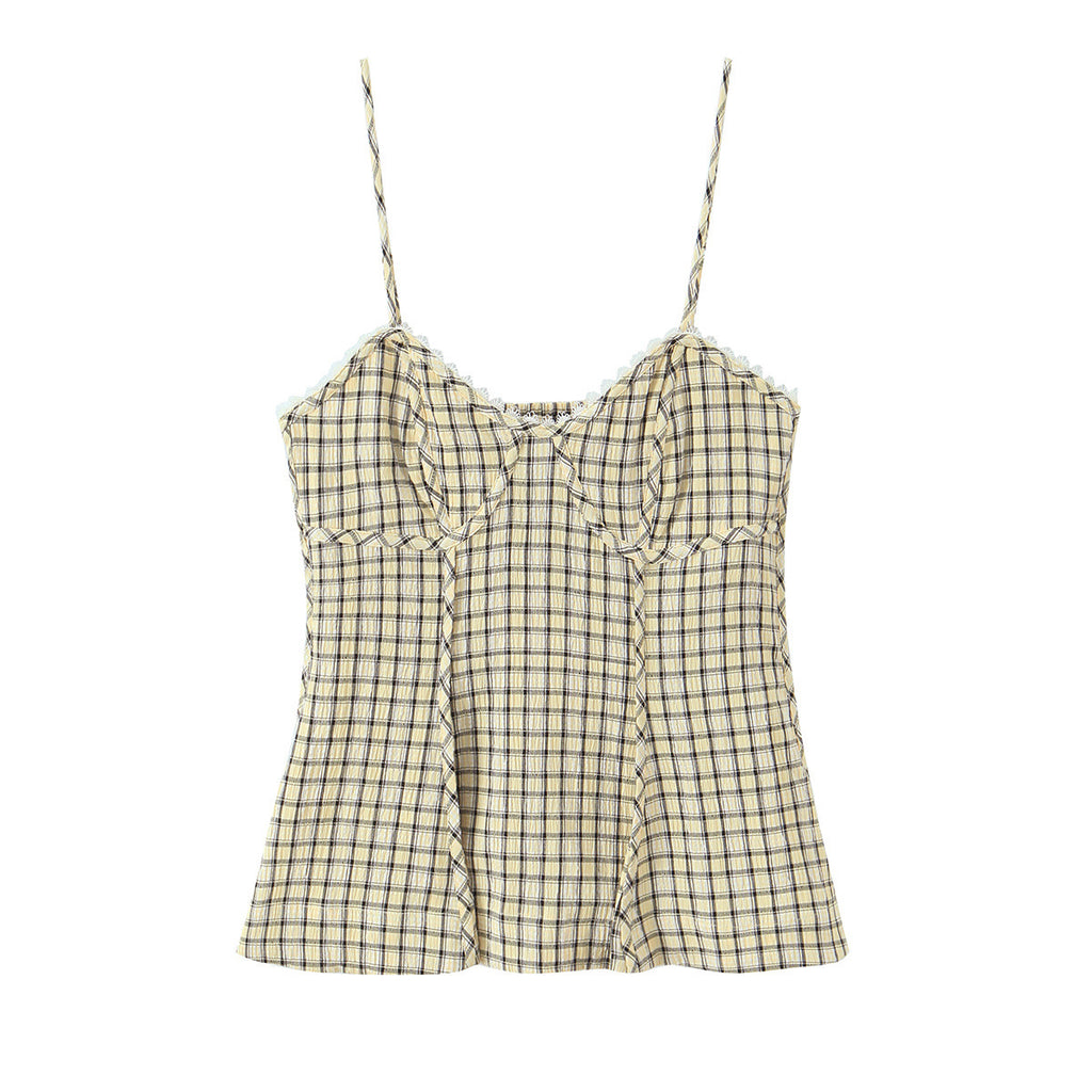 Versatile plaid lingerie style top for women's clothing