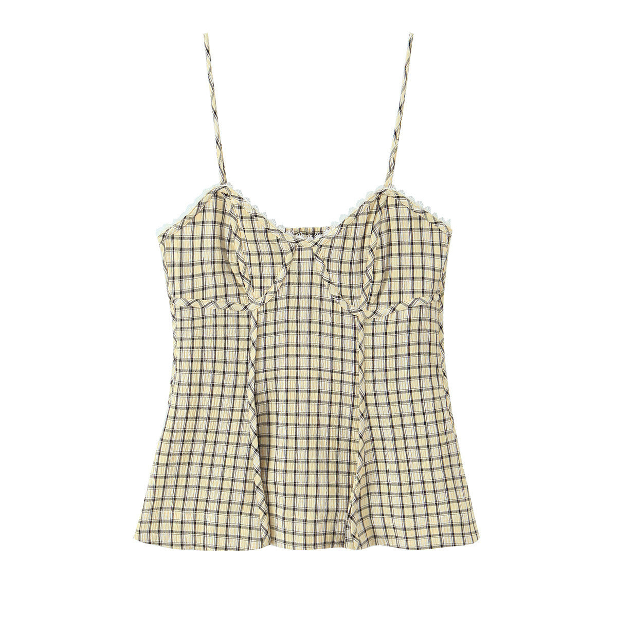 Versatile plaid lingerie style top for women's clothing