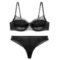 Anti convex point sexy pure desire lingerie French bra lace with steel ring thin lingerie women's set