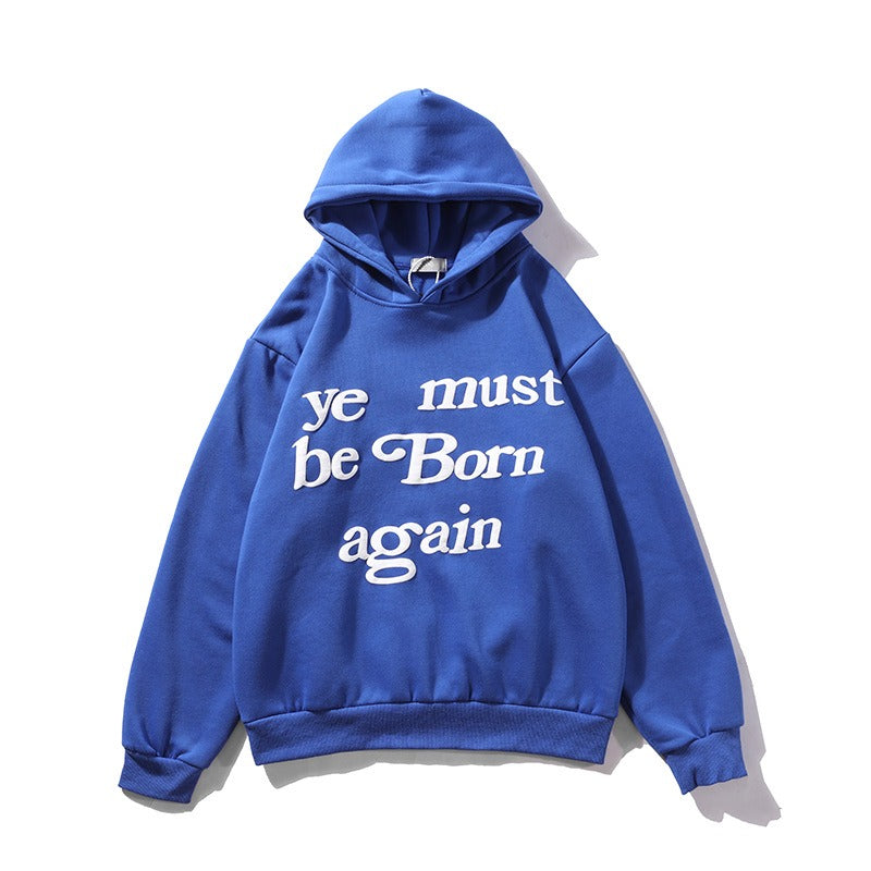 European and American Trendy Brand With The Same Letter Foam Printing Men and Womens Plush Pullover Hoodie