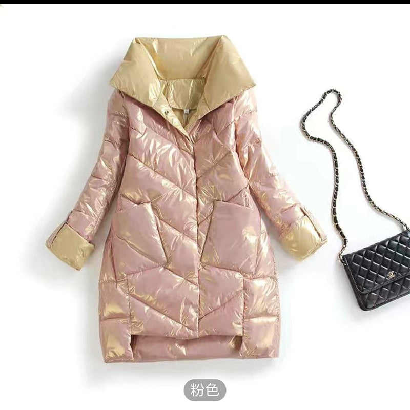 New Womens  Coat Women's Jacket Windproof Quilted Hooded Sleeves Knitted Cuffs Big Parka Stylish Design