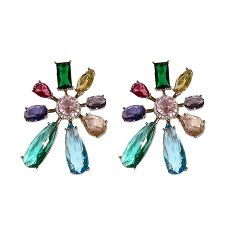 Waterdrop Earring Colorful Flower Earrings for Women Trendy Jewellery Classic Korean Fashion Jewelry