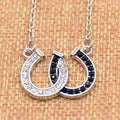 lychee Horse Hoof Necklace Lucky Rhinestone Double Black White Color Horseshoe Pendant Necklace Jewellery