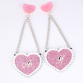 Trendy Jewelry Acrylic Heart Tassel Earrings for Womens Pendientes Pink Glitter Long Drop Earring