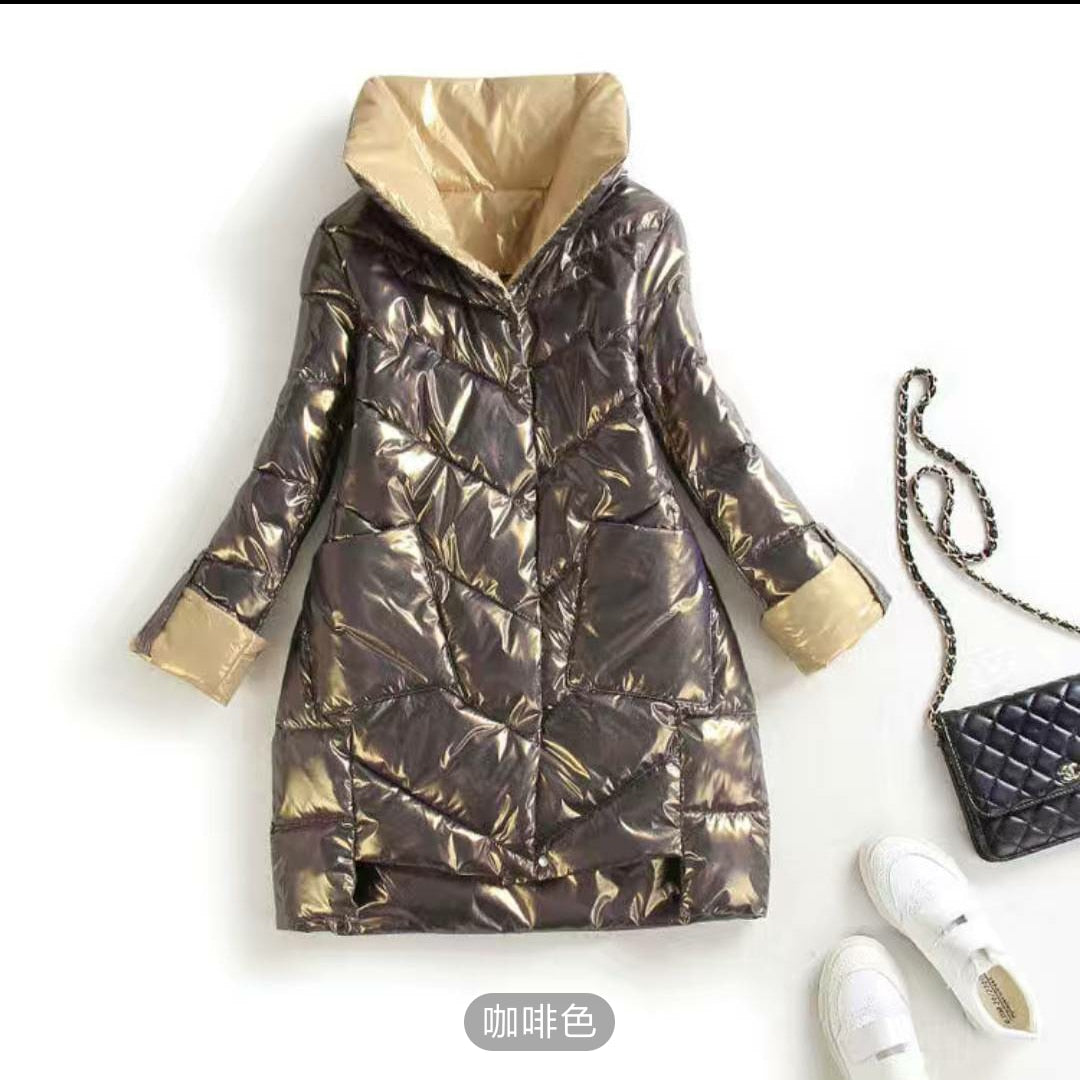 New Womens  Coat Women's Jacket Windproof Quilted Hooded Sleeves Knitted Cuffs Big Parka Stylish Design