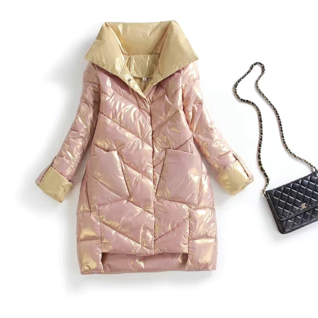 New Womens  Coat Women's Jacket Windproof Quilted Hooded Sleeves Knitted Cuffs Big Parka Stylish Design