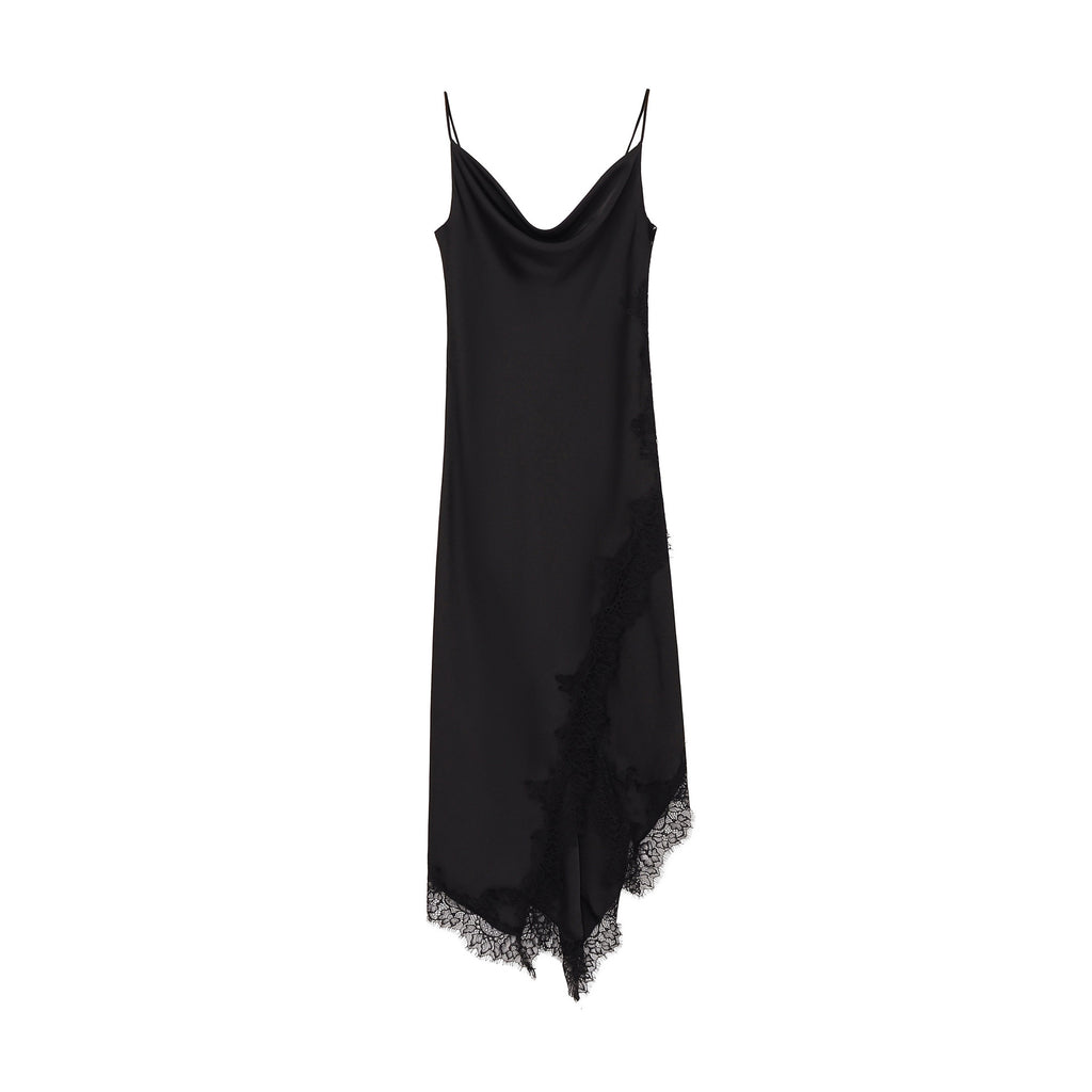Wrinkled waist slimming lace lingerie style dress