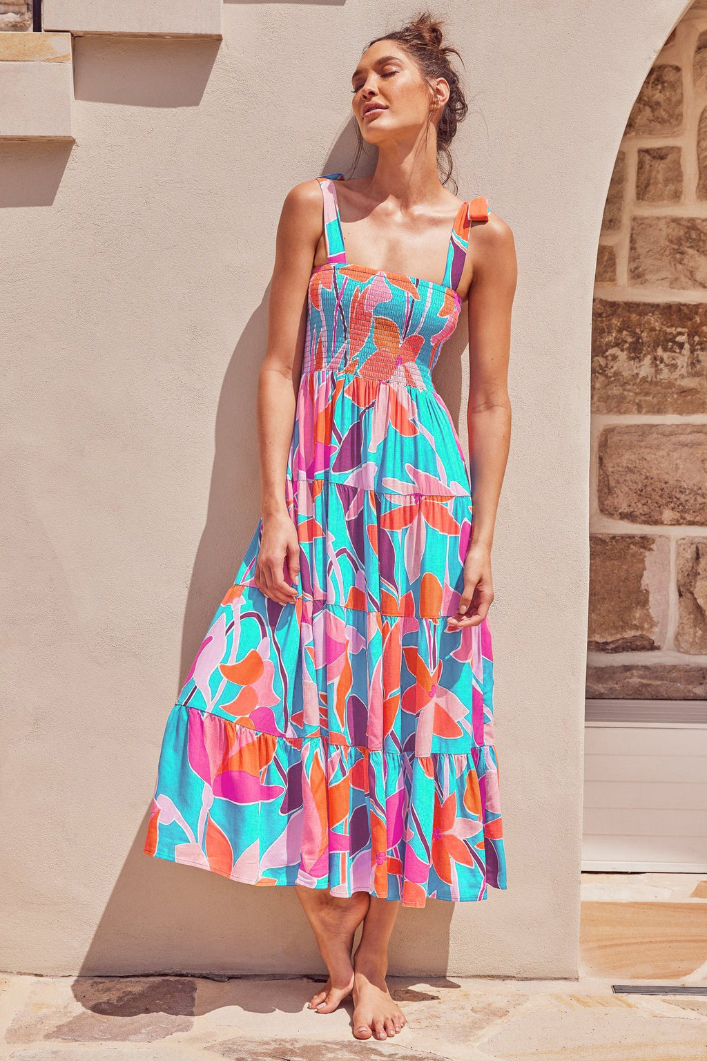 European and American Suspender Dress, Womens Clothing, Spring and Summer New Casual Dress, Printed High Waisted Skirt