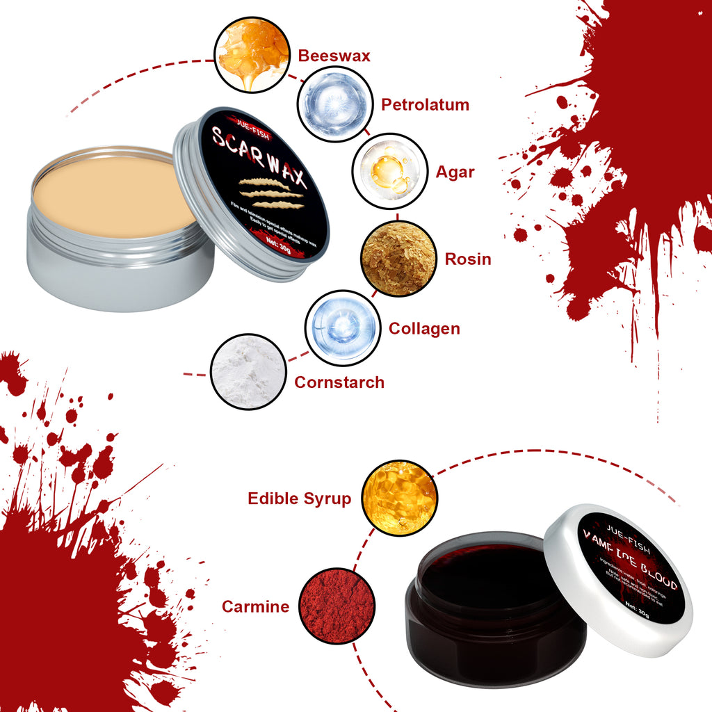 Halloween Makeup Kit, Simulates Plasma Skin Wax-Shaped Scar Water Wound Makeup Halloween Makeup Kit