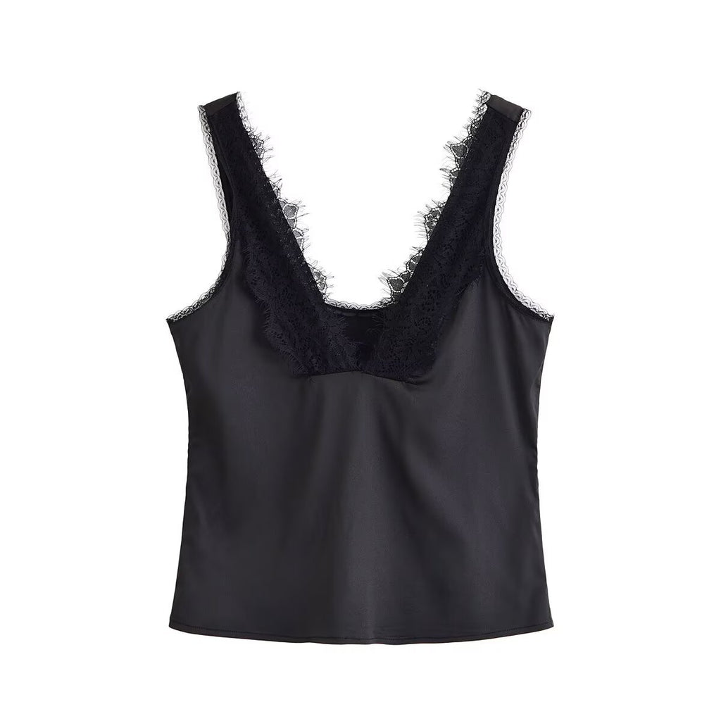 Hot girl lace patchwork lingerie style top