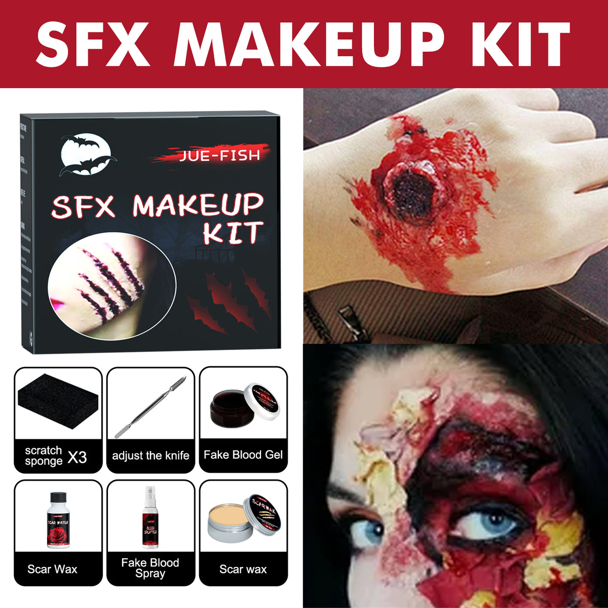 Halloween Makeup Kit, Simulates Plasma Skin Wax-Shaped Scar Water Wound Makeup Halloween Makeup Kit