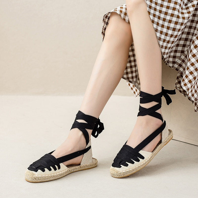 Womens Sandals T-strap Flat With Open Rubber