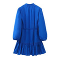 European and American New Fashion Round Neck Layered Decorative Shirt Style Button Dress Womens Dress