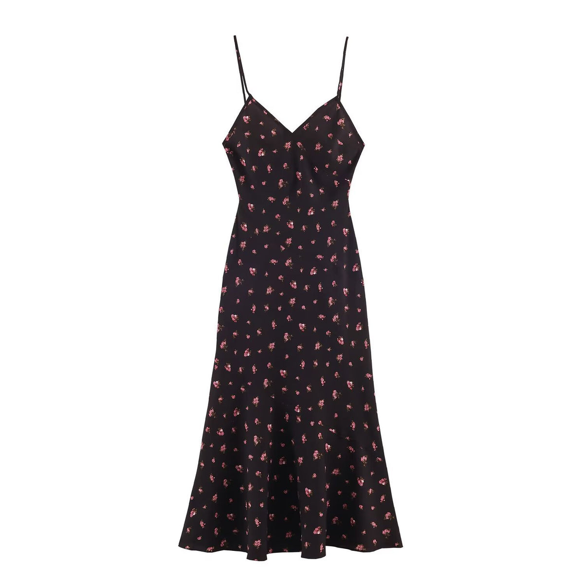 Flower print lingerie style MIDI dress