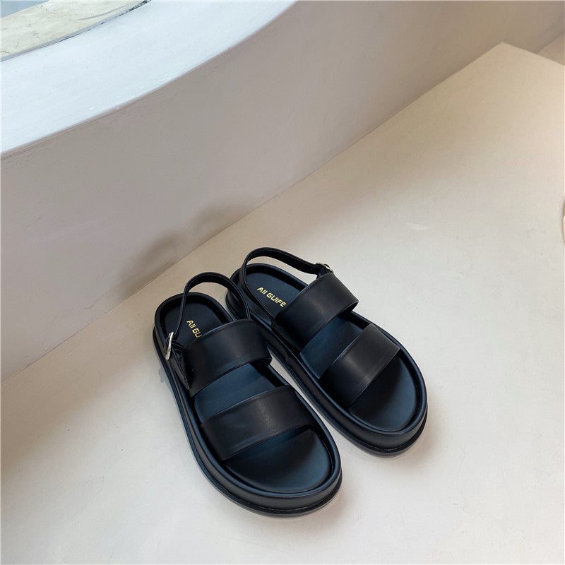 Womens Peep Toe Platform Denim Jeans Sandals Gladiator Summer Beach Shoes Girls Roman
