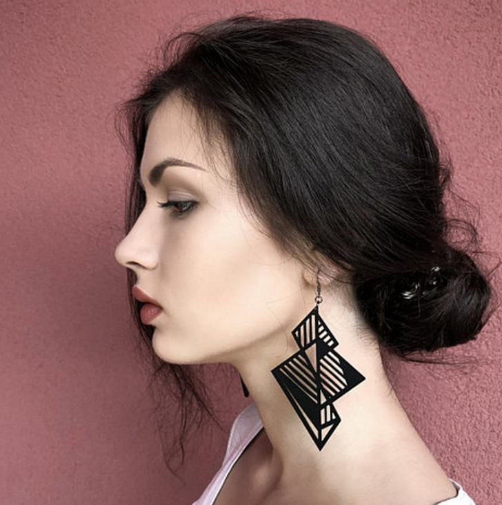 Trendy Jewelry Acrylic Black Large Earrings for Womens Pendientes Fashion Geometric Art Drop Earring Oorbellen Brincos