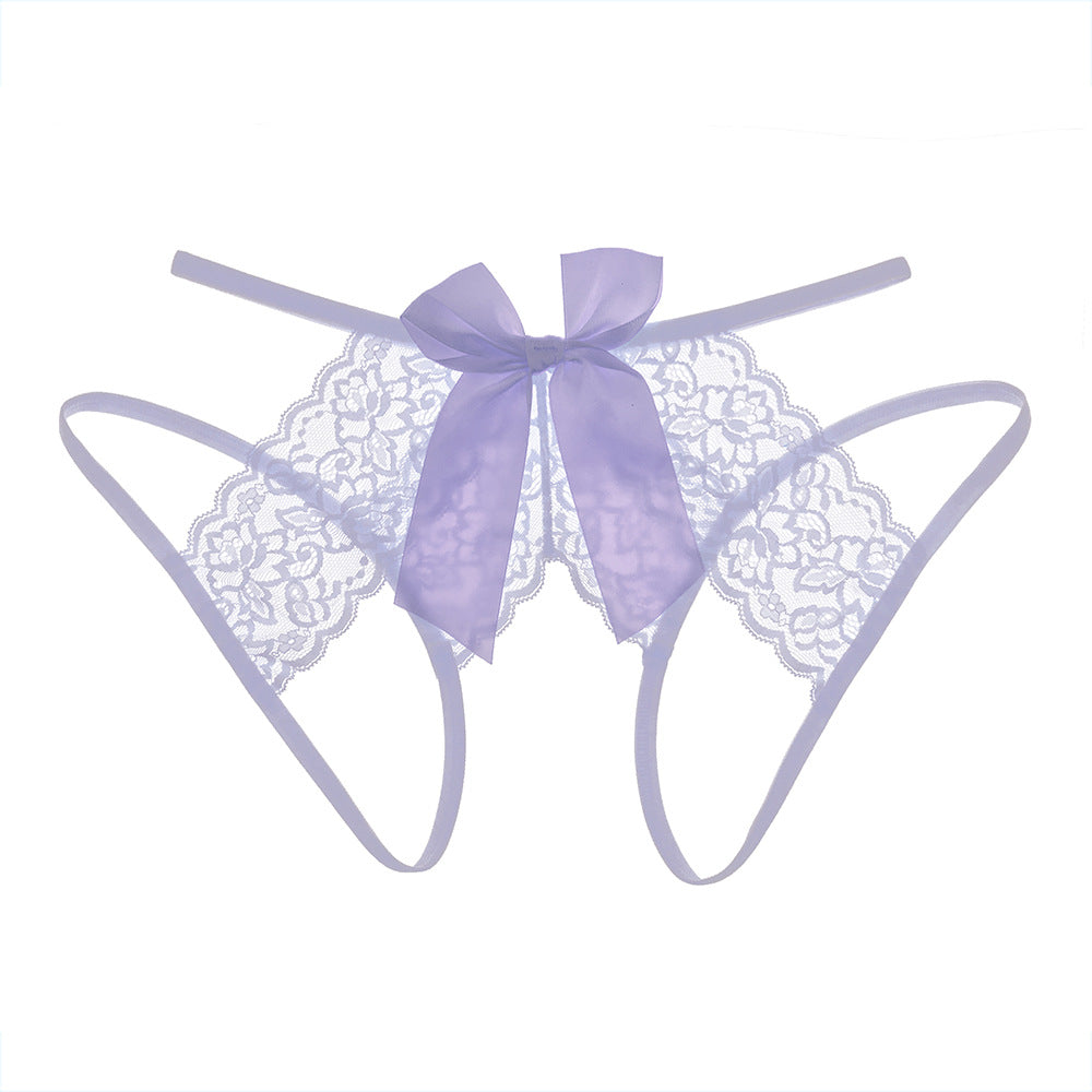Sexy lingerie uniform lace tear open pants no take off set