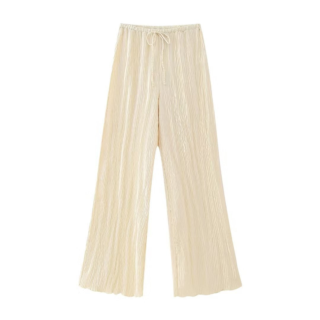 New Women Two Pieces Sets Fashion Asymmetric Halter Top Women Suit Casual Ruched Long Pants Set Womens Outfits