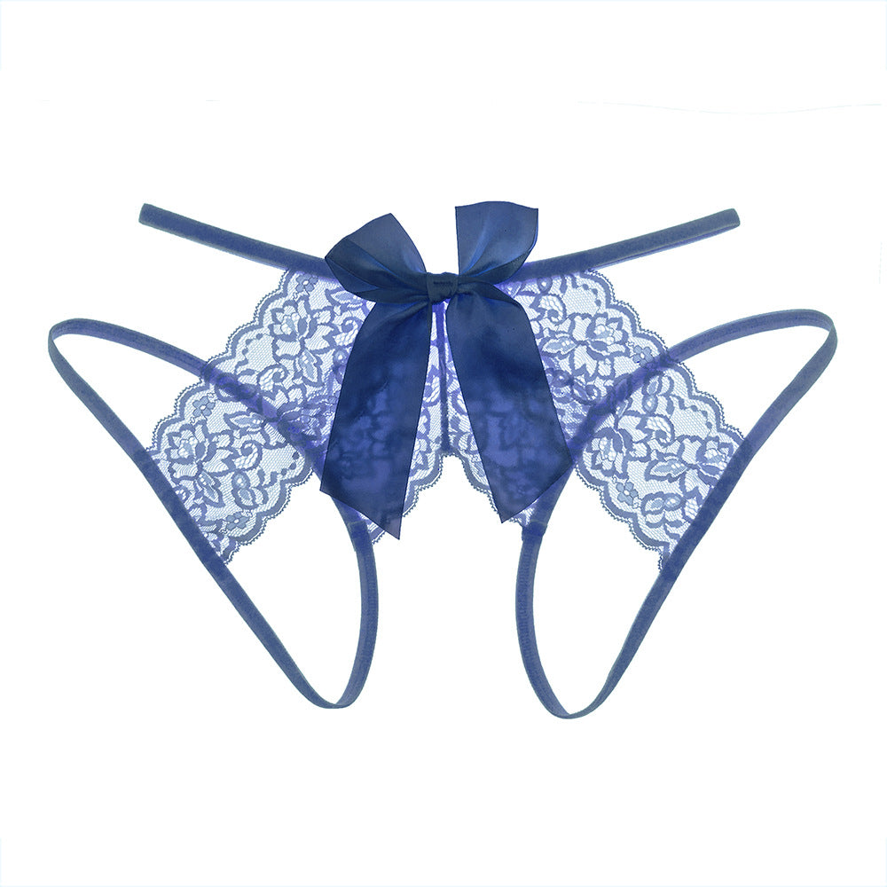 Sexy lingerie uniform lace tear open pants no take off set