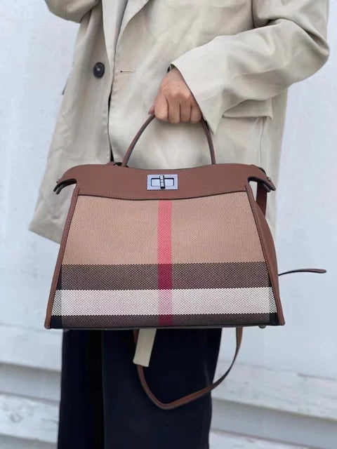 Striped Canvas Leather Womens Bag Female HandBags Shoulder Women Bags Casual Totes Sac Main Femme Bags For Women Bolas