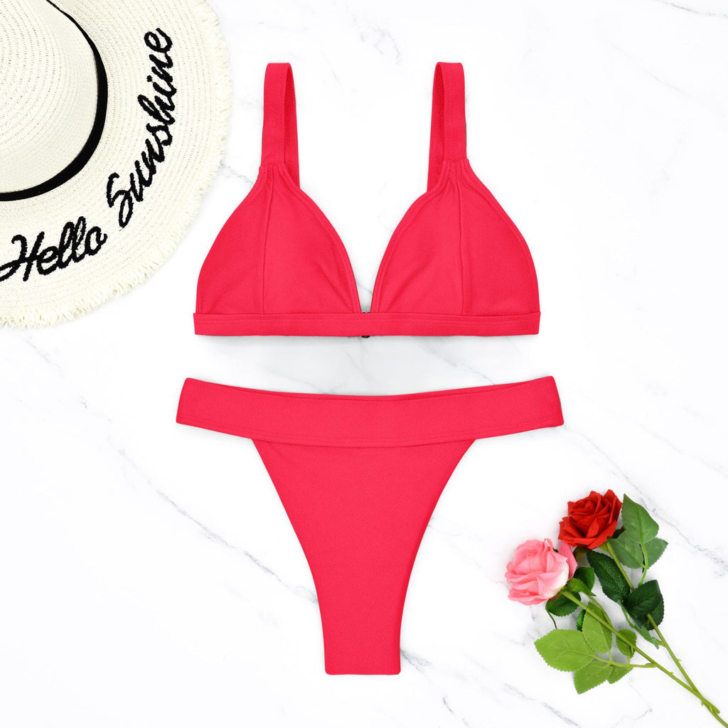 High-Waisted Solid Color Lingerie-Style Swimwear for Women