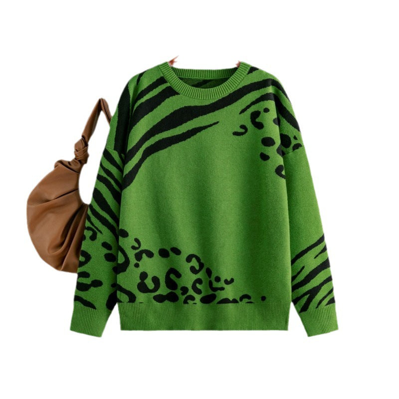 Leopard Desinger Womens Sweater Winter Autumn Female Knitted Outerwear Soft Ladies Pullovers Top Pull Femme Outfit