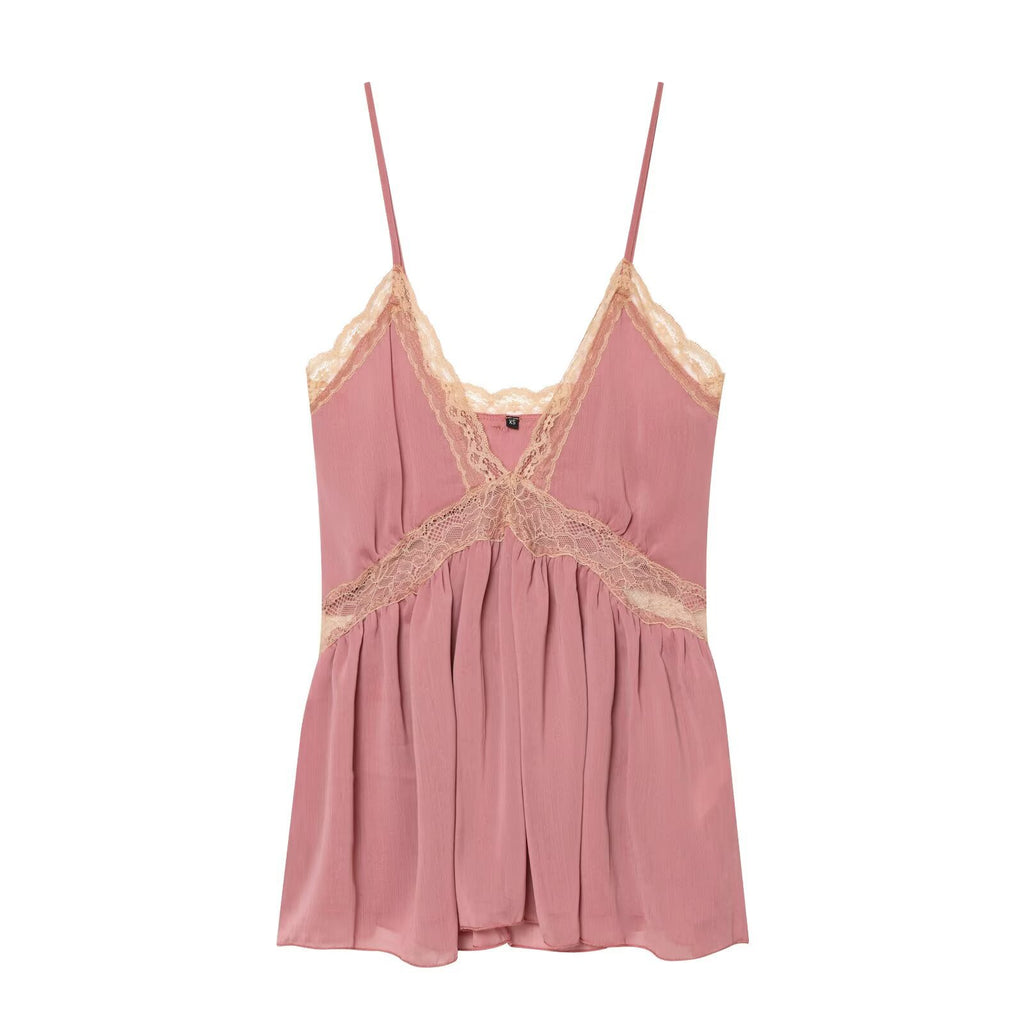 Hot girl lace patchwork lingerie style top