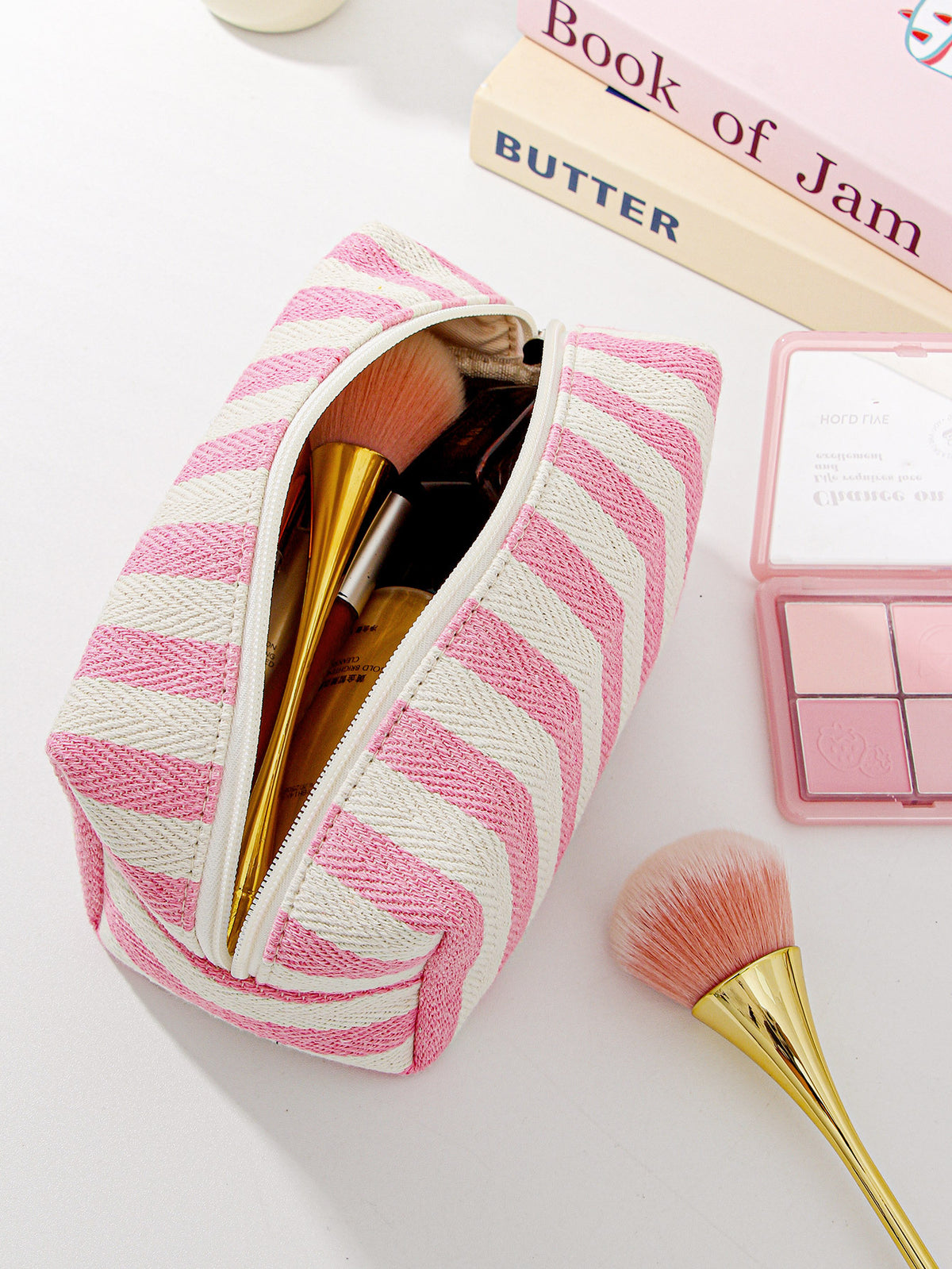 Striped Makeup Pouch