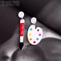 Fashion Acrylic Jewelry Custom Womens Interesting Drop Earrings Lovely Brush Palette Dangle Earring