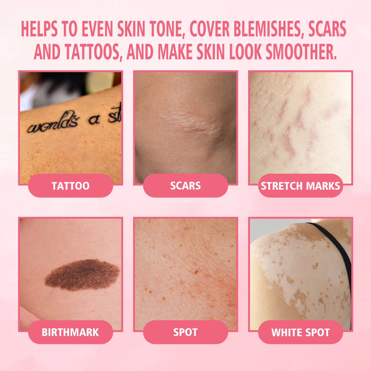 Body Makeup Liquid Foundation, Hide Skin Spots Tattoo Blemishes Natural Set Moisturizing Long-Lasting Foundation