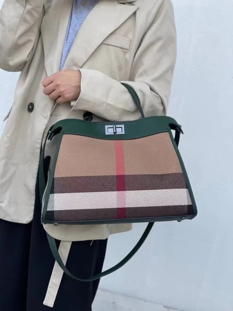 Striped Canvas Leather Womens Bag Female HandBags Shoulder Women Bags Casual Totes Sac Main Femme Bags For Women Bolas