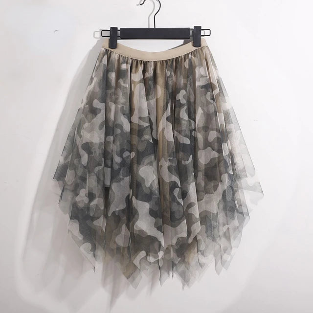 Korean Style Tulle Skirts Womens High Waist Swing Dolly Ball Gown Underskirt Mesh Summer Midi Skirt Faldas Saias Jupe