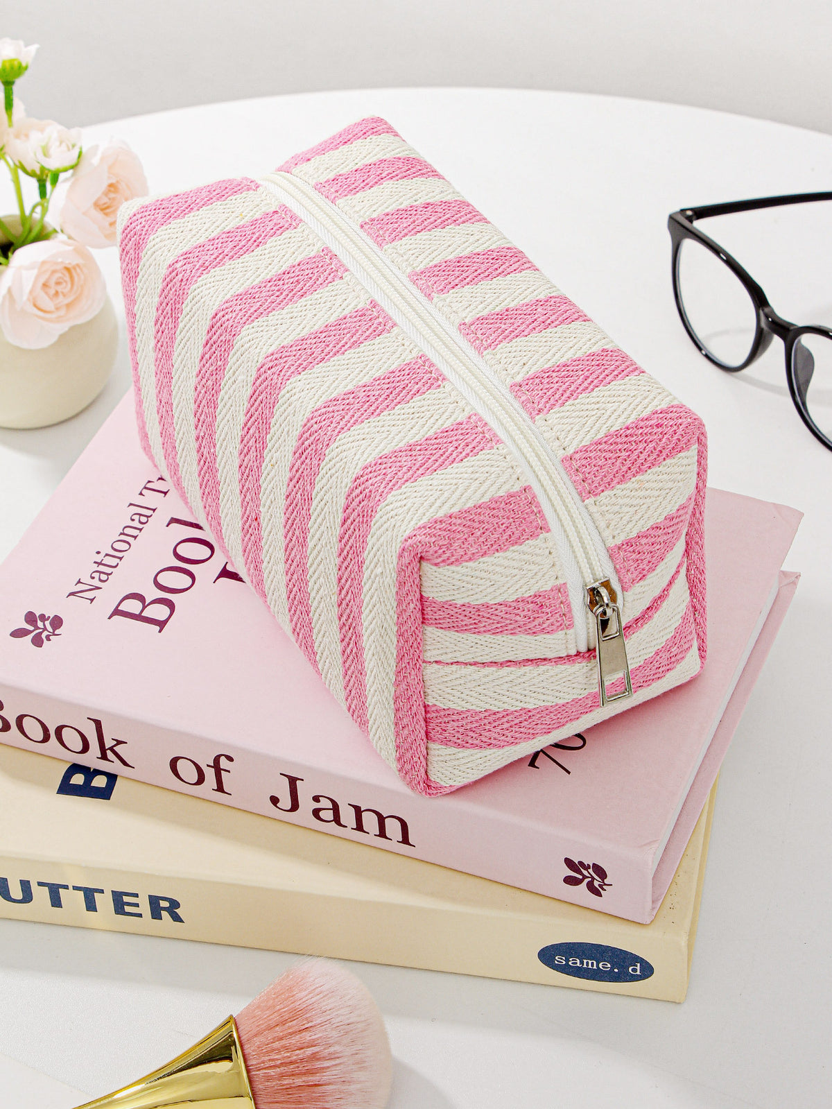 Striped Makeup Pouch