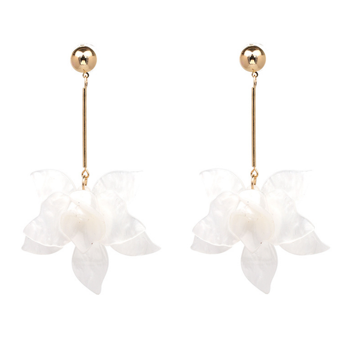 Fashion Jewelry Resin Plant Flowers Drop Earrings for Womens Glod Alloy Long Tassel Earring Brincos Trendy Accessories